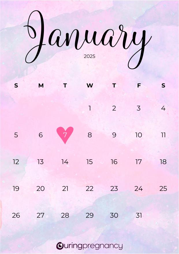 Due date calendarfor January 7, 2025