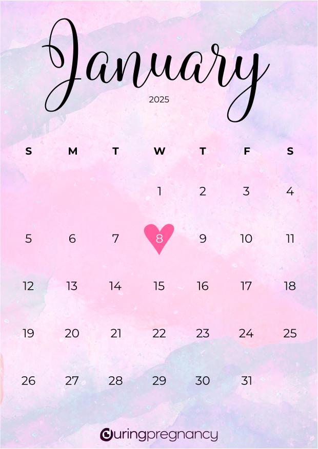Due date calendarfor January 8, 2025