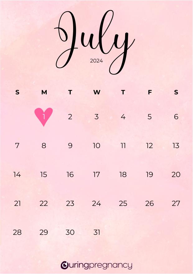 Due date calendarfor July 1, 2024