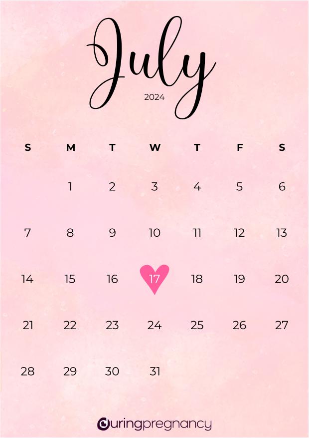 Due date calendarfor July 17, 2024
