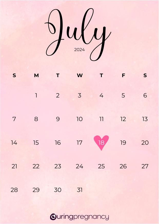 Due date calendarfor July 18, 2024