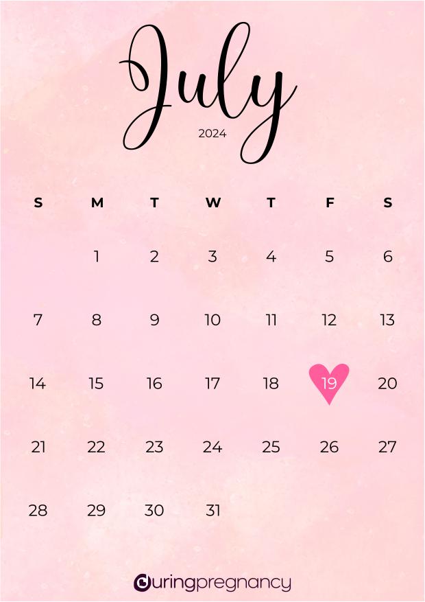 Due date calendarfor July 19, 2024