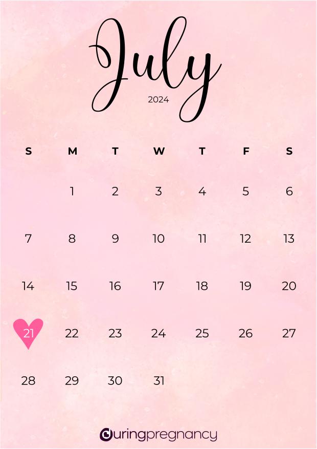 Due date calendarfor July 21, 2024