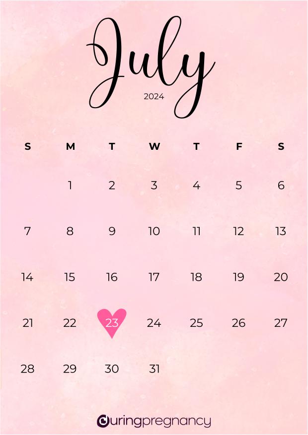 Due date calendarfor July 23, 2024
