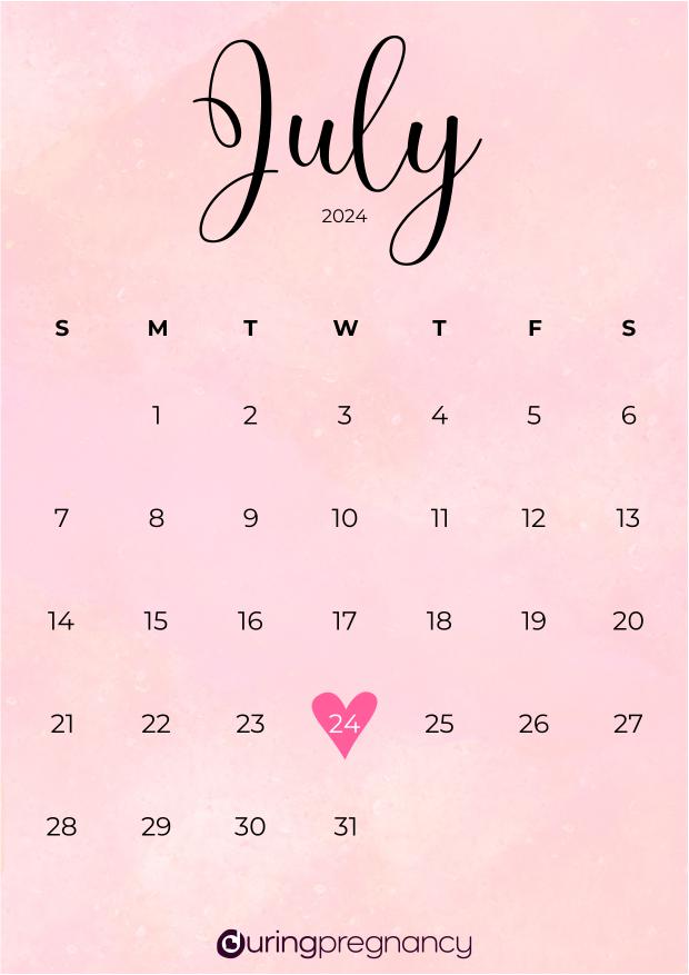Due date calendarfor July 24, 2024