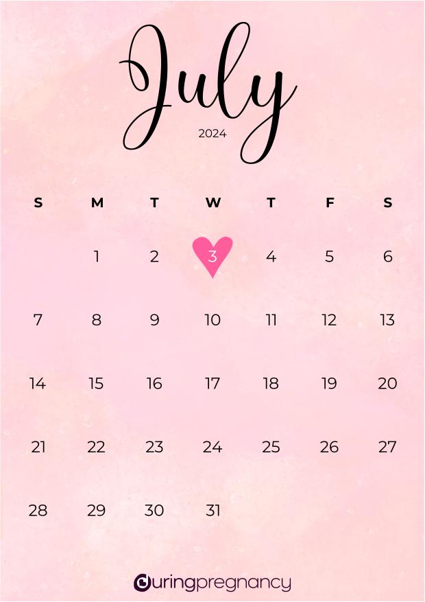 Due date calendarfor July 3, 2024