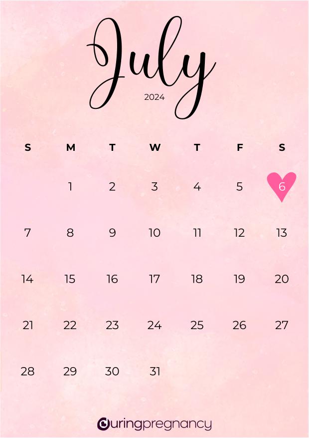 Due date calendarfor July 6, 2024