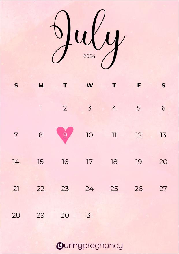 Due date calendarfor July 9, 2024