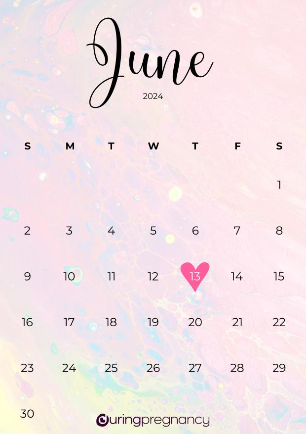 Due date calendarfor June 13, 2024