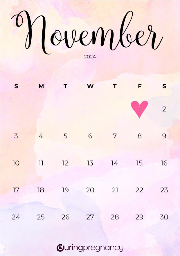 Due date calendarfor November 1, 2024