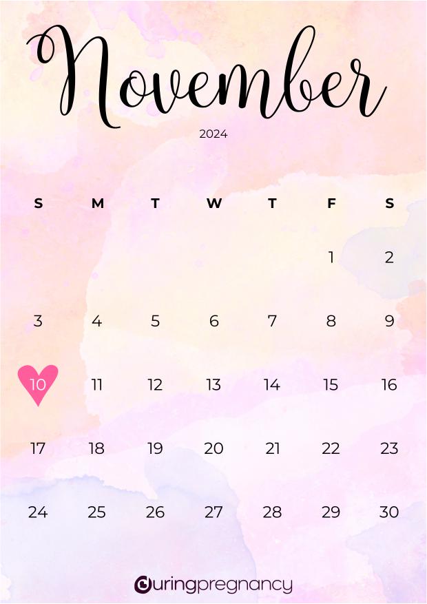 Due date calendarfor November 10, 2024