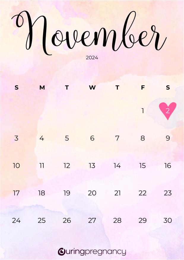 Due date calendarfor November 2, 2024
