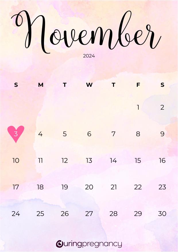 Due date calendarfor November 3, 2024