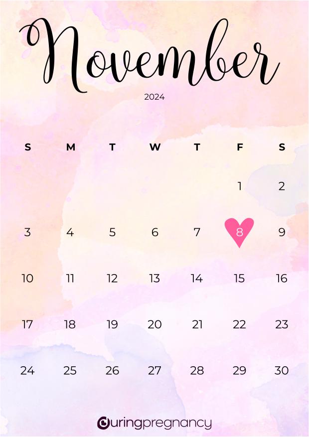 Due date calendarfor November 8, 2024