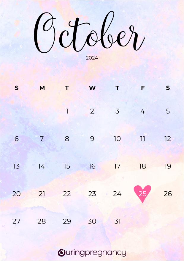 Due date calendarfor October 25, 2024