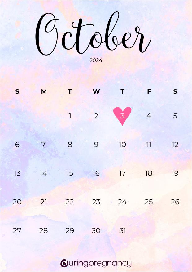 Due date calendarfor October 3, 2024