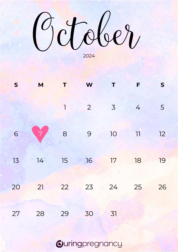 Due date calendarfor October 7, 2024