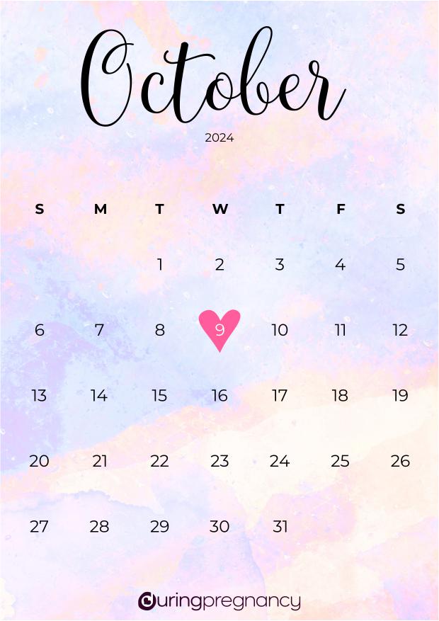 Due date calendarfor October 9, 2024