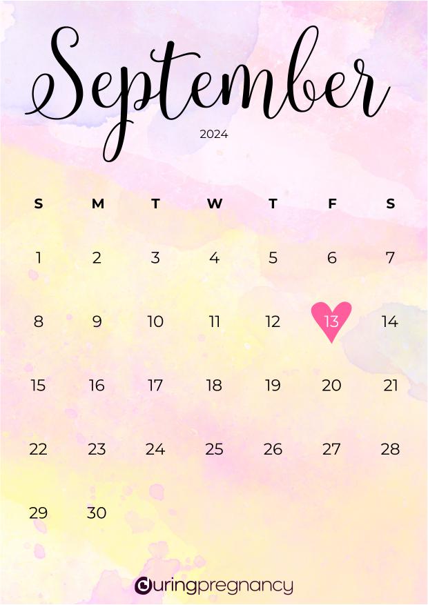 Due date calendarfor September 13, 2024
