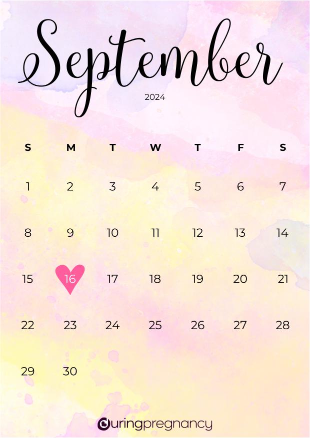 Due date calendarfor September 16, 2024