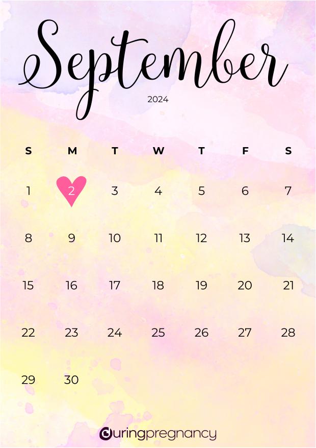 Due date calendarfor September 2, 2024