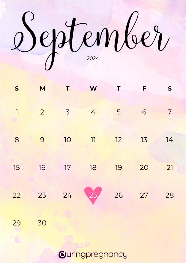 Due date calendarfor September 25, 2024