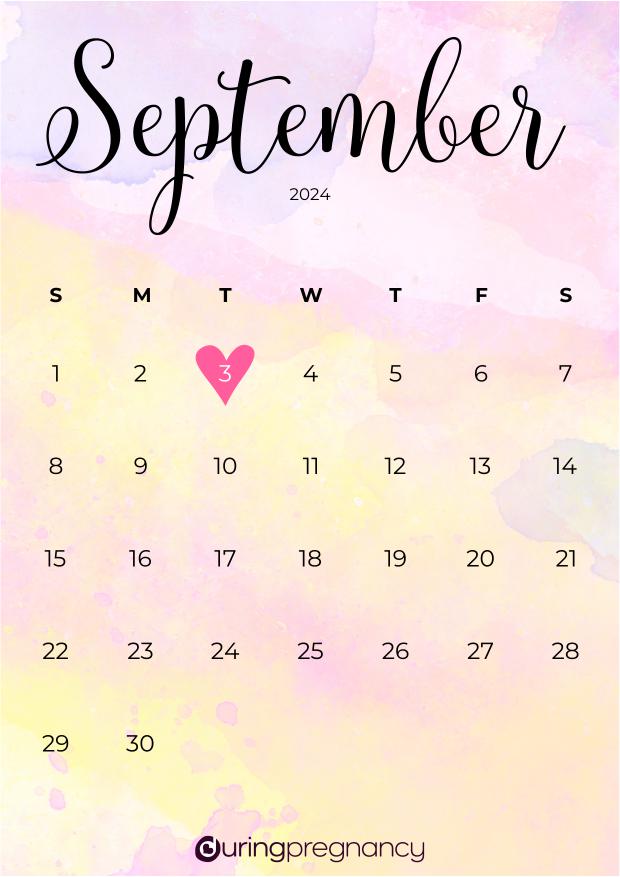 Due date calendarfor September 3, 2024